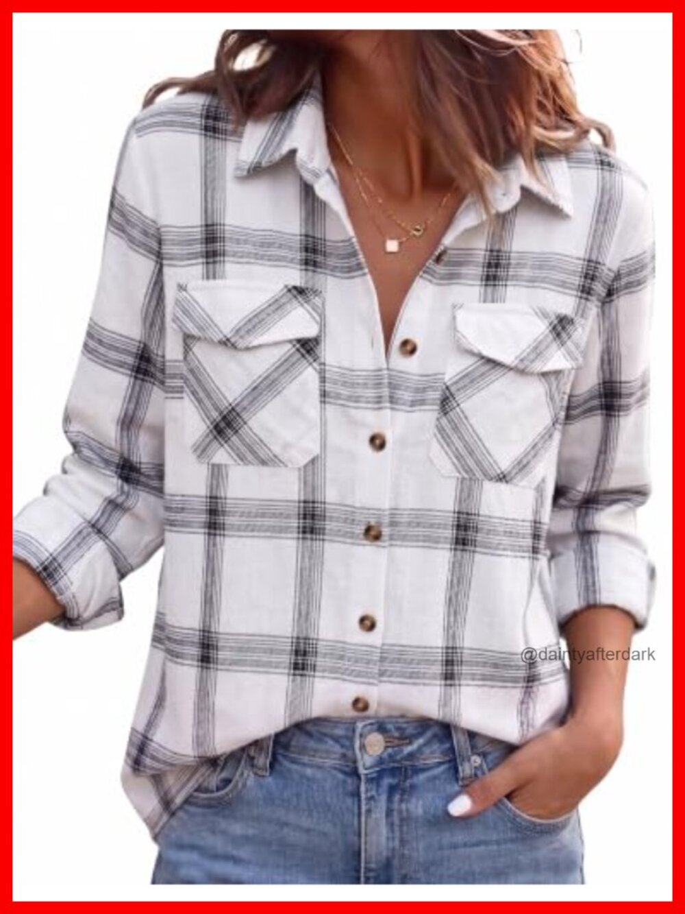 Zeagoo Women's Lightweight Flannel Button Down Plaid Shirt with Pockets
